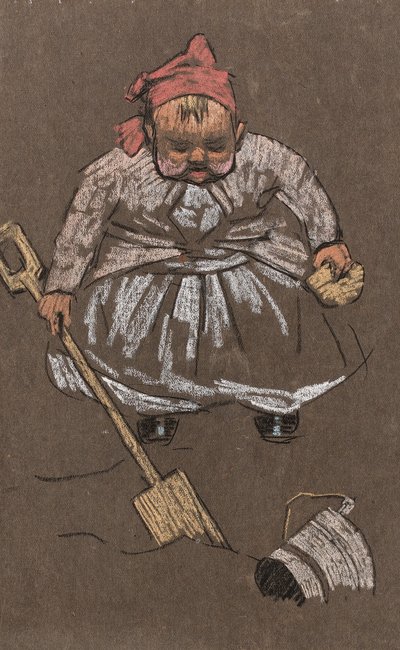 Evangeline, die Tochter des Künstlers, am Strand, um 1900 von Horace Mann Livens